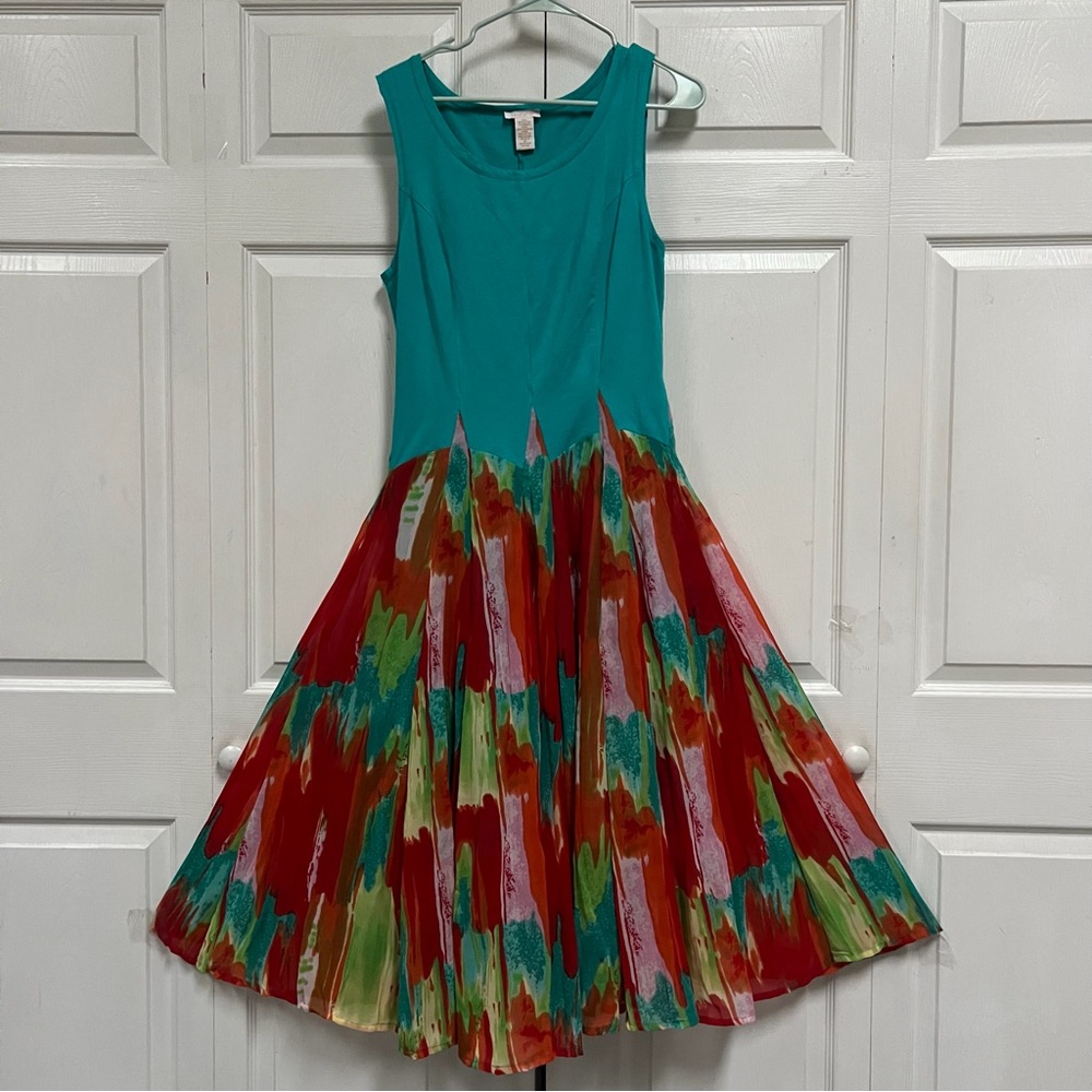 KLOZLYNE Sleeveless Dress Women’s Size Medium Green Floral